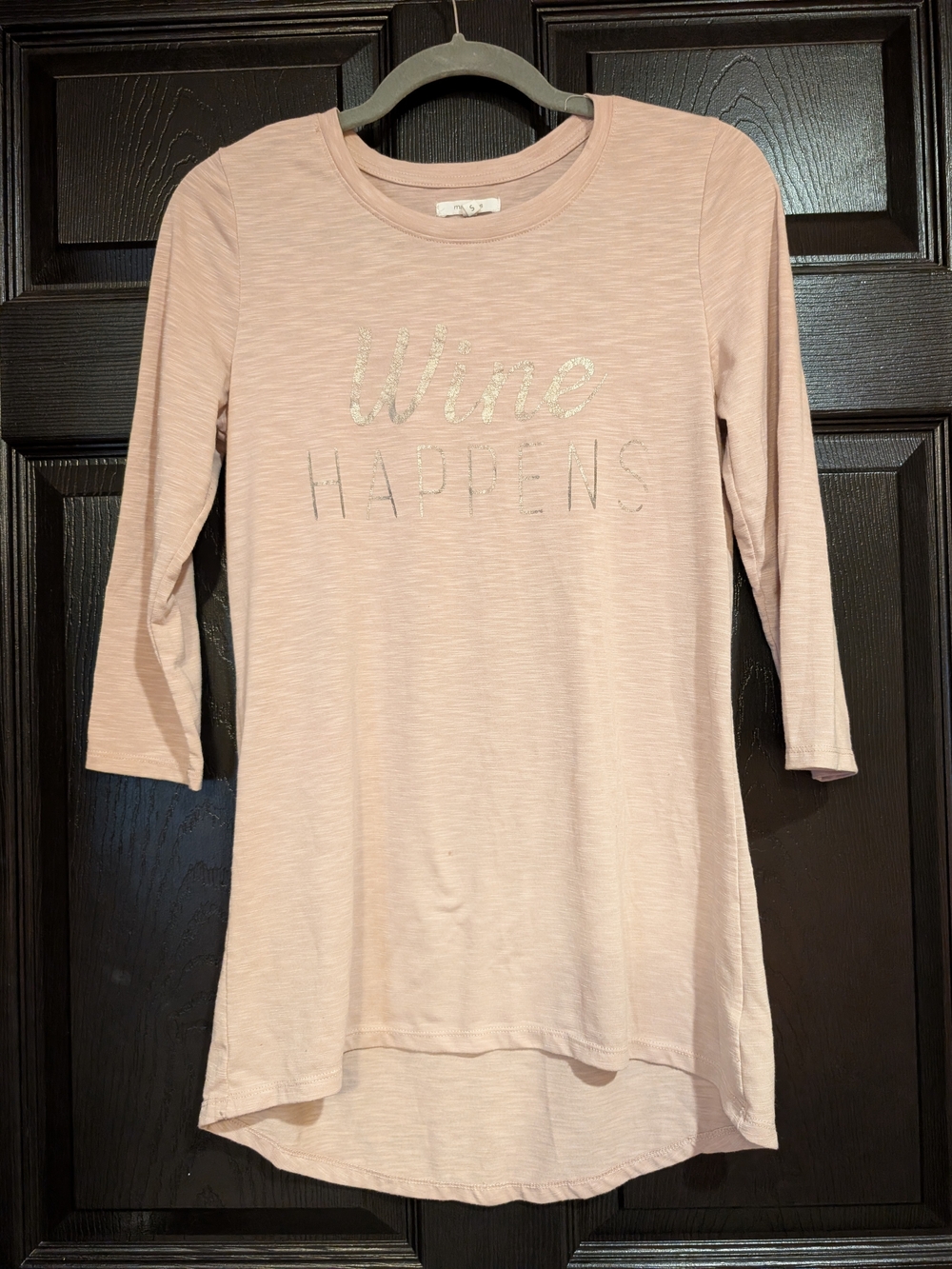 Maurices Blush Pink 'Wine Happens' Long Sleeve Tunic